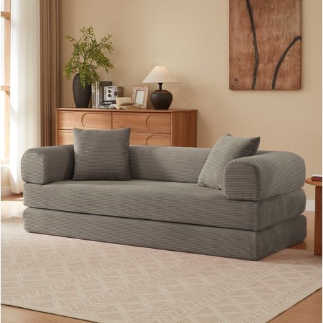 Sofá cama modular taupe en espuma con diseño plegable sin montaje (1/5)