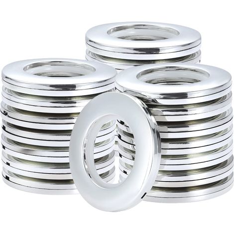 Anneaux De Rideau - Pour Tringle Jusqu'à 35 Mm - Fermoirs À Vis Spirale - Matière PP Anti-Rouille - Argent Mat - Lot De 12 (1/5)
