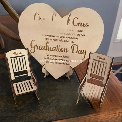 Graduation Day Memorial Set includes a personalized mini chair. Wooden chair graduation set - 3 chairs -