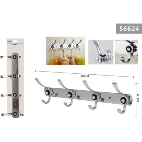 Trade Shop - Hanger De 4 Gancho Cuelga De La Toalla Ropa De Baño Baño Flor Diamante 35x10cm 56624 - (1/2)