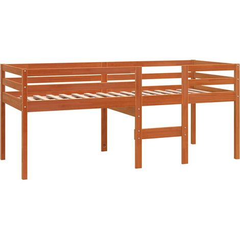 Cama alta madera maciza de pino marrón cera 75x190 cm vidaXL (1/4)