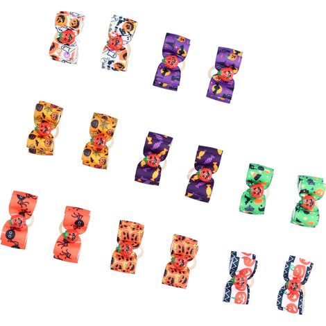 Nœuds papillon pour poils de chien avec élastiques - Accessoires de toilettage pour animaux de compagnie - Idéal pour Halloween (1/5)
