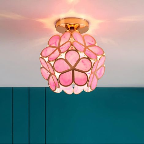 Plafonnier de chambre scandinave moderne et minimaliste pour lampe d'allée, lampe de couloir, lampe de balcon (ampoule non incluse) (Rose) (1/4)