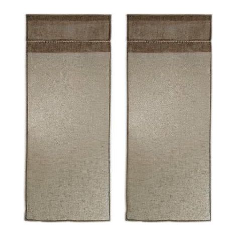 Paire de vitrage en lin avec finition soignée point clair - 60x200cm - Lin (1/2)