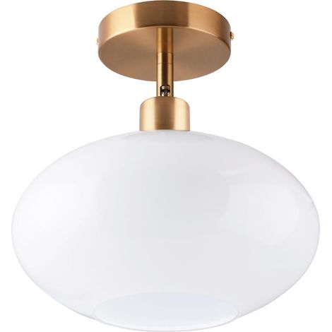 Plafonnier semi-encastré moderne, douille E27, avec abat-jour en verre blanc laiteux, pour salle à manger, chambre, cafés (ampoule non incluse) (1/5)