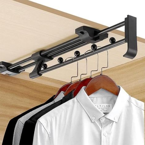 2 barres de suspension rétractables pour porte - serviettes, cintres, organisateur de casier idéal (30cm) (1/4)