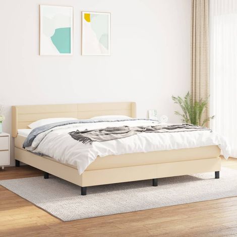 Boxspringbett mit Matratze Creme 160x200 cm Stoff (1/5)