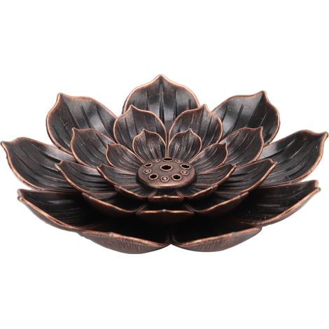 Porte-Encens - Brûleur Encens Lotus Métal 3 Niveaux - Pour Méditation Yoga Salle de Lecture Salon - 1 Pièce (1/5)