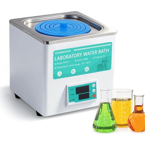Bain-marie Numérique 3L 300W Thermostat Intelligent ±0,5°C Température RT à 100℃ Minuterie 0-999min Écran LED Acier Inoxydable pour Laboratoire, Chimie, Biologie (1/5)