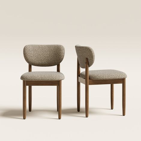 Lot de 2 Chaises de Salle à Manger en Chenille, Pieds en Bois, Dossier Ergonomique, Assise Rembourrée Confortable, Style Moderne pour Salle à Manger et Cuisine,marron (1/5)