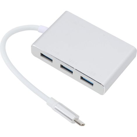 Hub USB C, Répartiteur D'adaptateur Multiport Portable 5 en 1 De Type C vers USB avec Interface Multimédia USB 3.0 VGA HD pour Téléphone, Ordinateur Portable, Argent (1/5)