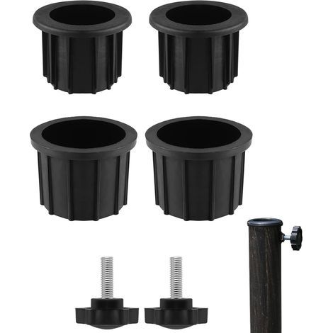 Sonnenschirmhalterung – Befestigungsteile mit M8-Schrauben – Adapter für 55-mm- und 48-mm-Stangen – Schwarz – 2er-Pack (1/5)