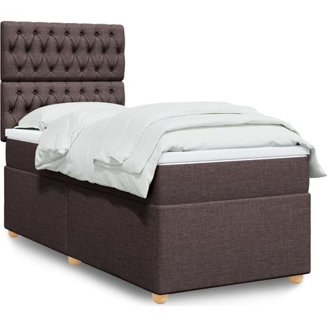 Boxspringbett mit Matratze Dunkelbraun 100x200 cm Stoff