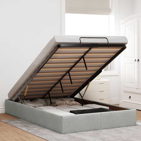 vidaXL Cadre de lit ottoman sans matelas gris clair 120x200 cm velours (1/7)