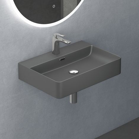 Mai & Mai Waschbecken Aufsatzwaschbecken Meissen201 Waschtisch Anthrazit matt aus Keramik 60x42x12cm inkl. Nano-Beschichtung