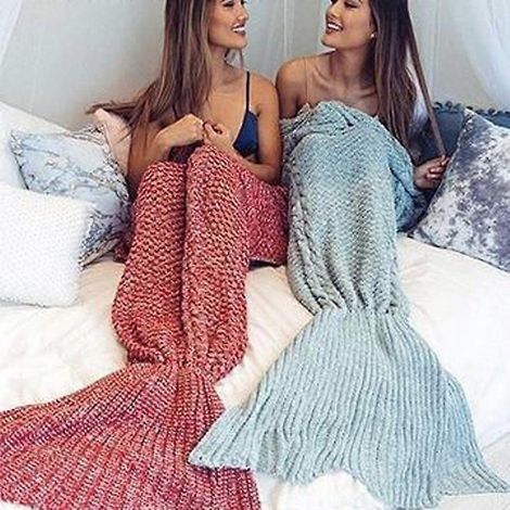 Couverture sirène en crochet pour enfant/adulte, 4 couleurs, idéale pour toutes les saisons. (1/2)