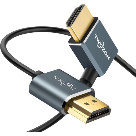 Câble HDMI vers HDMI Coudé 90° Degré 0,3M, Flexible et Slim Droit Angle Cordon HDMI 2.0 Supporte 3D 4K@60Hz (1/5)