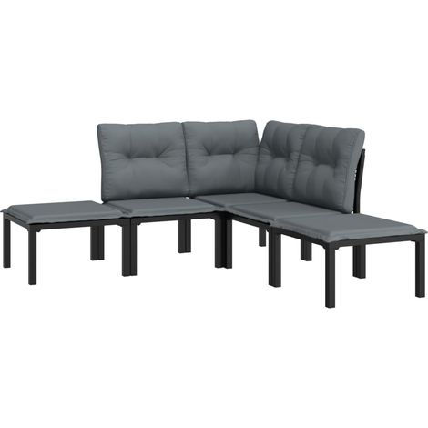 Mobili da giardino mobili da esterno set di mobili 5 pezzi in resina intrecciata nera e grigia 020016612