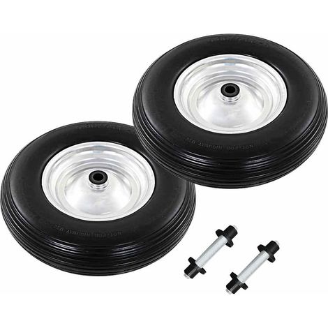 Wheelbarrow Wheels 2 pcs with Axles Solid PU 4.00-8 390 mm vidaXL