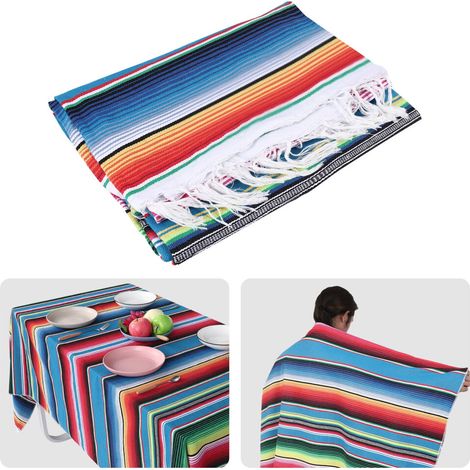 Manta mexicana de sarape, esterilla de picnic, mantel estilo hot rod para fiestas y yoga, 120x180cm