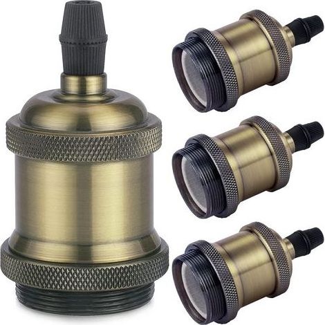Vintage E27 douille de lampe, Edison retro suspension lampe, Solide céramique adaptateur, 4 Pièces champagne gold socket (1/5)