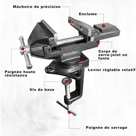 Étau de Table Étau de Banc avec Rotation à 360° – 8.4 cm Noir Métallique – Étau pour Travail du Bois, Emboutissage Métal et Bricolage (1/3)