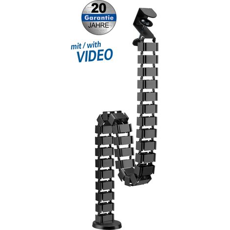 mywall Guía de Cables HZ43L con una Longitud de hasta 1,347 mm, gestión de Cables para escritorios con fijación de Abrazaderas, conducto de Cable Redondo, Sistema de 4 Canales con Estructura Modular