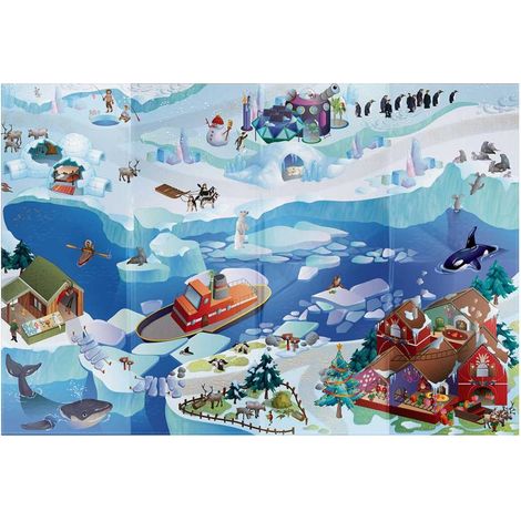 Tapis enfant tissé 100x140 bleu rectangle BANQUISE (1/5)