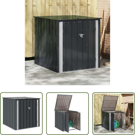 vidaXL Boîte verrouillable - Boîte de Rangement de Jardin Noir 101,5 x 107 x 100 cm Acier (1/5)