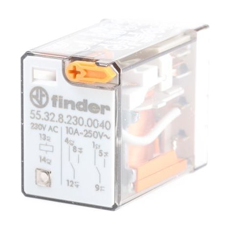 Finder 55 Series Relais de puissance 2 RT, bobine 230V c.a. Enfichable 1.5W ( Prix pour 1 ) (1/5)