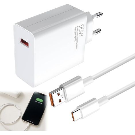 90-W-Ladegerät für Xiaomi, 90-W-Schnellladegerät mit USB-C-Kabel, kompatibel mit Xiaomi 14, 13, 12, POCO F7 Ultra, F6 und Redmi Note 14 Pro 5G (1/5)