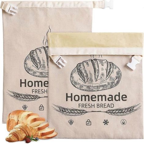 Lot de 2 sacs à pain en cire d'abeille, adaptés au levain et au pain au levain maison, pour la conservation des aliments, la congélation et la conservation. (1/5)