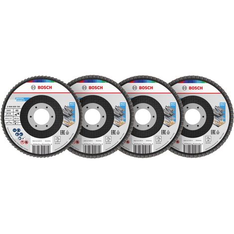 Bosch X451 Fächerschleifscheiben Set, 115 x 22,23 mm, K40/K60/K80/K120, Z27, 15-tlg. (1/5)