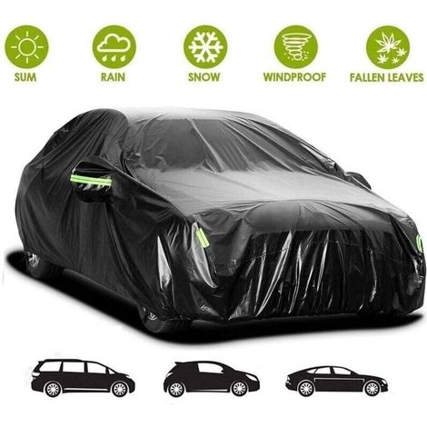 Housse de Protection Voiture Extérieure Imperméable Étanche Couverture 4.9x1.8x1.5m Noir (1/4)
