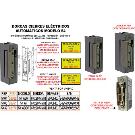 dorcas cierre elect.autom. 54-adf+desbloq+reg.s-placa s-5404-b2