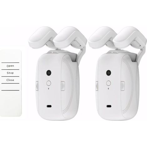 Lot de 2 ouvre-rideaux automatiques électroniques pour barres romaines Télécommande facile à installer Pas besoin de changer les tringles sans câblage Alimentation par batterie
