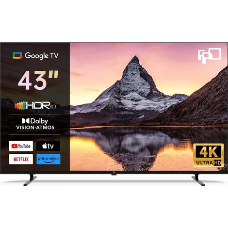 FPD Smart TV 43 Inch 4K UHD Google TV Flat Screen 60Hz MEMC 4K HDR10 Image, Dolby Vision, Immersive Dolby Atmos Sound, Smooth MEMC Technology, Integrated Chromecast, Google TV (1/5)