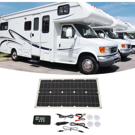 Wohnmobilzubehör: 250-W-monokristallines Silizium-Solarpanel mit 30-A-Controller und Spannungsregler zwei USB-Anschlüsse Starthilfegerät für Autos (12 V/24 V). (1/5)