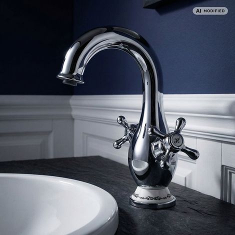 Robinet de lavabo PaulGurkes Nostalgie Style Campagne Mélangeur à deux poignées