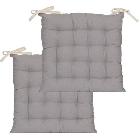 Lot de 2 Galettes de Chaise carrées Bicolores 40x40cm, Beige/Gris (1/4)