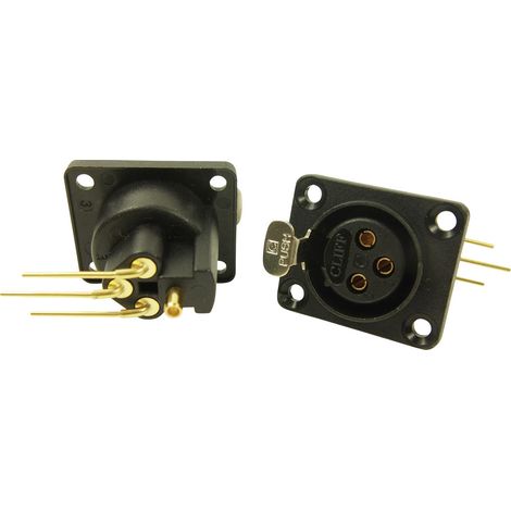 Cliff CP30082 XLR-Steckverbinder Flanschbuchse, Kontakte gewinkelt Polzahl: 3 Schwarz 1 St.