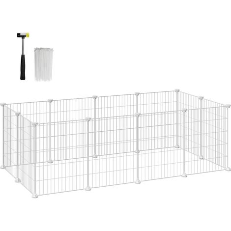 Cage pour Animaux de Companier, Enclos Métallique, Clôture pour Hamsters, Lapins, Parc Modulable, Petits Animaux, Blanc LPI01W (1/5)