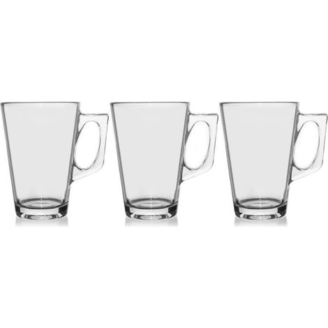 Set aus 3 Kaffee-/Teetassen von Excellent Houseware, Glas, 7,5 x 11 cm, 250 ml, transparent (1/5)