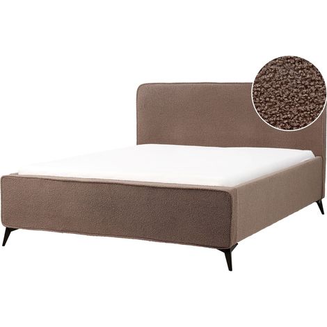 Bett mit Lattenrost Bouclé VALOGNES 160 x 200 cm Braun