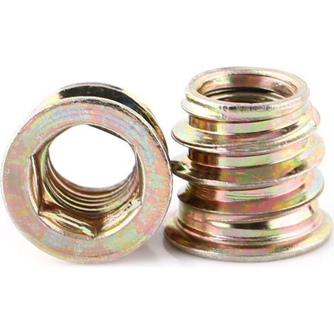 Écrous à insert en acier au carbone zingué fileté en bois, douille hexagonale (M813mm) (1/5)