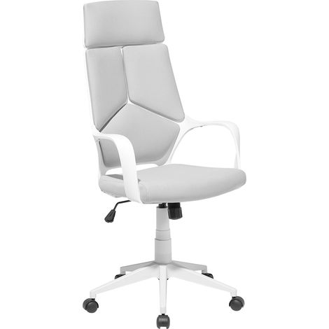 Office Chair Light Grey Fabric Swivel Desk Computer Adjustable Seat Reclining Backrest Injection Moulded Foam Minimalist DELIGHT