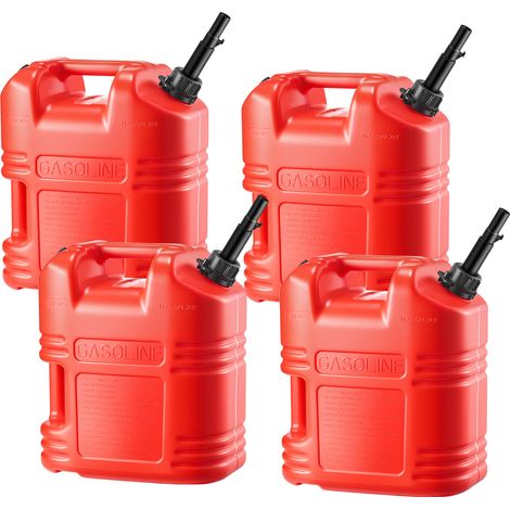 Mophorn Kraftstoffkanister, 19 L, Benzinkanister mit Ausguss & transparenter Skala, maximale Durchflussrate 15 L/min, Flüssigkeitsbehälter für Autos, Motorräder, ATVs & UTVs, rot, 4er-Pack