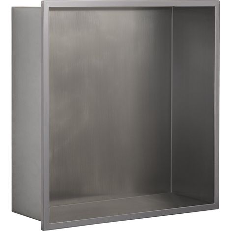 GEDY 24913800000 GUEST Hornacina 30 cm empotrada pared-ducha cuadrado cepillado - ref: 24913800000 (1/2)