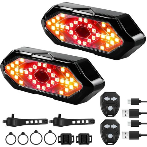 luces traseras para bicicleta con intermitentes y control remoto inalámbrico, 5 modos, 32 (1/5)