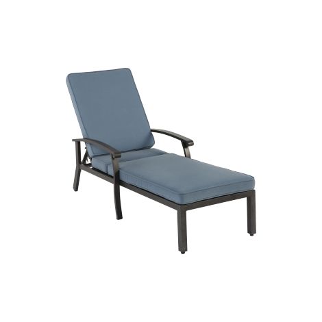 Chaise longue inclinable coussin coton assis angle réglable couleur bleue (1/5)